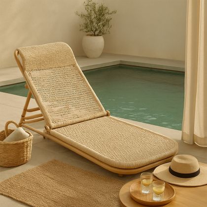 Buy Beach Chair in Rattan, Boho Bali Design - Manra Natural 60307 in the United Kingdom 
