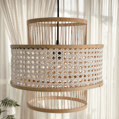 Buy Boho Bali Pendant Lamp, Bamboo and Rattan - Sar Natural 60488 at MyFaktory 