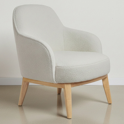 Buy Upholstered Dining Chair - White Boucle - Yenva White 60543 - prices 