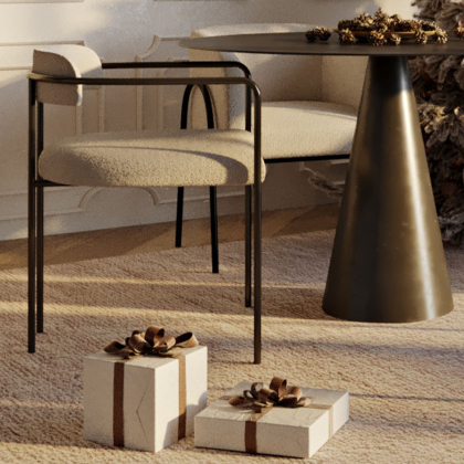 Buy Upholstered Dining Chair - White Boucle - Yara White 60546 in the United Kingdom 