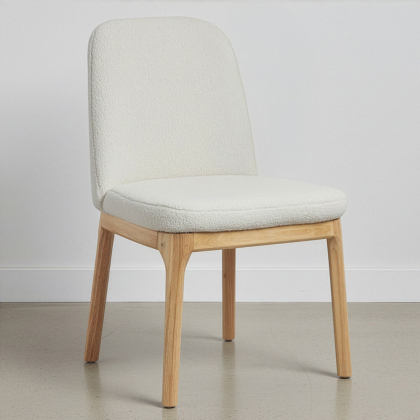 Buy Upholstered Dining Chair - White Boucle - Leira White 60550 home delivery 
