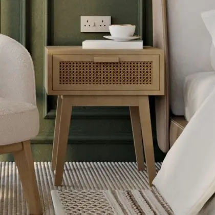 Buy Bedside Table with Drawer - Boho Bali Wood - Hanay Natural 60605 - prices 