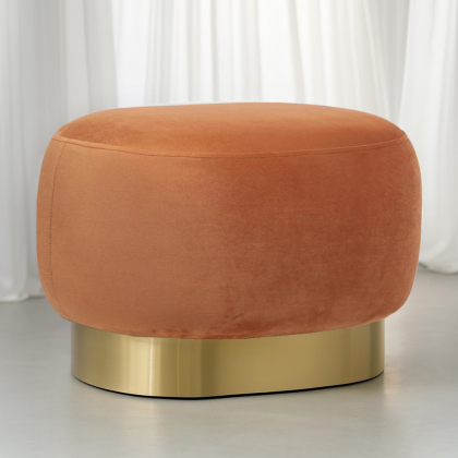 Buy Pouf Luxury Home Foot Rest - Velvet and Metal - Premium Orange 60552 home delivery 