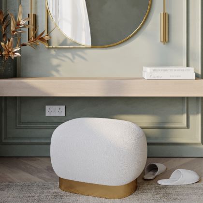 Buy Pouf Luxury Home Foot Rest - White Boucle - Premium White 60553 at MyFaktory 
