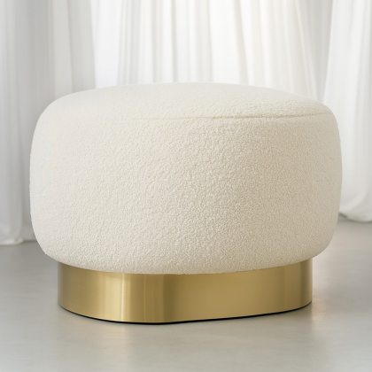 Buy Pouf Luxury Home Foot Rest - White Boucle - Premium White 60553 in the United Kingdom 