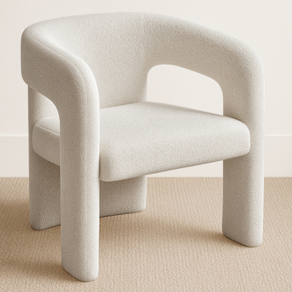 Buy Upholstered Dining Chair - White Boucle - Alexa White 60551 - in the UK 