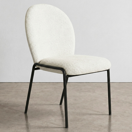 Buy Dining Chair - Bouclé Fabric Upholstery - Toler White 60627 in the United Kingdom 