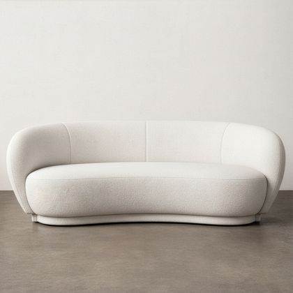 Buy Curved Sofa - 3 Seater - Boucle Fabric - Onda White 60628 - in the UK 