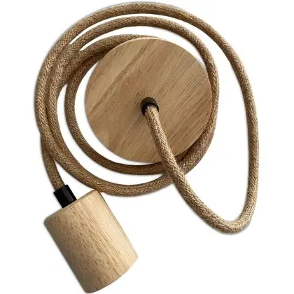 Buy Hanging Lamp Cable in Jute and Wood - 200cm - Lewis Natural 60633 - in the UK 