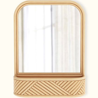 Buy Wall Mirror with Rattan Frame - Bali Boho Style - Dania Natural 60636 in the United Kingdom 