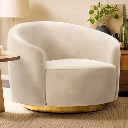 Buy Curved Design Armchair - Upholstered in Velvet - Treya White 60647 at MyFaktory