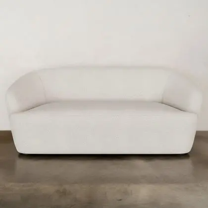 Buy Curved Sofa - 2 Seater - Boucle Fabric - Curva White 60629 home delivery 