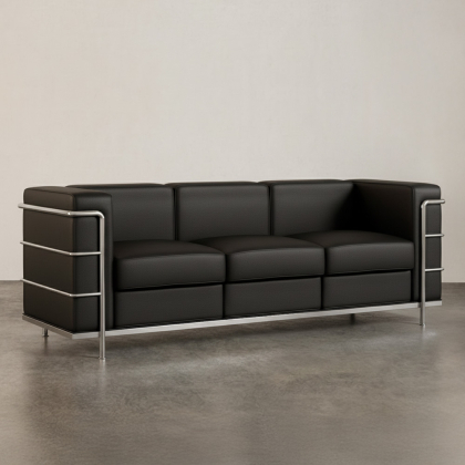 Buy 3-Seater Sofa - Upholstered in Vegan Leather - Bour Black 60659 - in the UK 