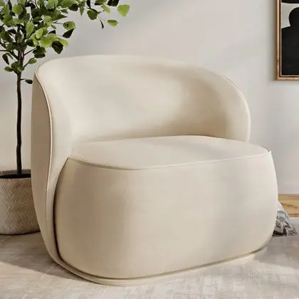 Buy Velvet Upholstered Armchair - Treyton White 60702 home delivery