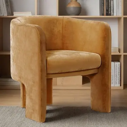 Buy Velvet Upholstered Armchair - Connor Mustard 60700 with a guarantee