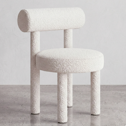 Buy Dining Chair - Upholstered in Bouclé Fabric - Reece White 60709 in the United Kingdom 