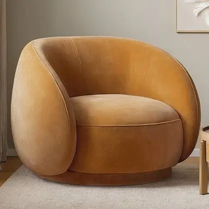 Buy Curved Velvet Upholstered Armchair - William Mustard 60692 - prices