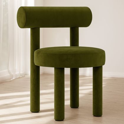 Buy Dining Chair - Upholstered in Velvet - Reece Beige 60708 home delivery