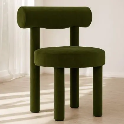 Buy Dining Chair - Upholstered in Velvet - Reece Beige 60708 home delivery