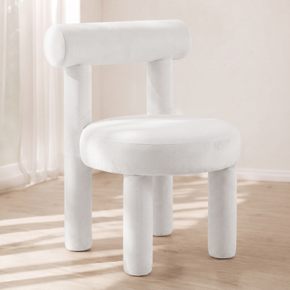 Buy Dining Chair - Upholstered in Velvet - Reece Beige 60708 in the United Kingdom