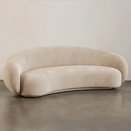 Buy Velvet Curved Sofa - 3/4 Seats - Nathan White 60691 - in the UK 