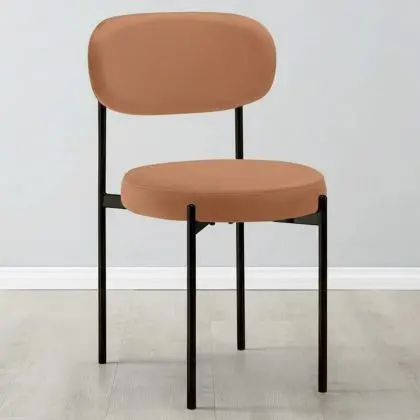 Buy Dining Chair - Upholstered in Velvet - Black Metal - Martha Orange 61003 in the United Kingdom