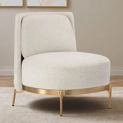 Buy Designer Armchair - Upholstered in Bouclé Fabric - Sabah White 61015 at MyFaktory