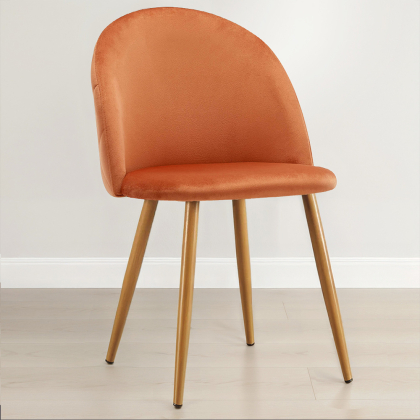 Buy Dining Chair - Upholstered in Velvet - Backrest with Pattern - Bennett Reddish orange 61146 at MyFaktory 