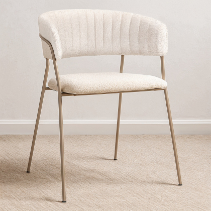 Buy Dining chair - Upholstered in Bouclé Fabric - Lona White 61148 home delivery 