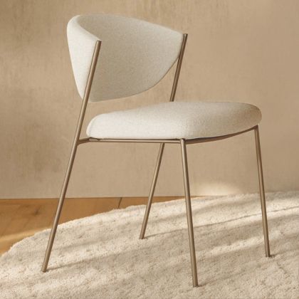 Buy Dining chair - Upholstered in Bouclé Fabric - Vara White 61150 in the United Kingdom