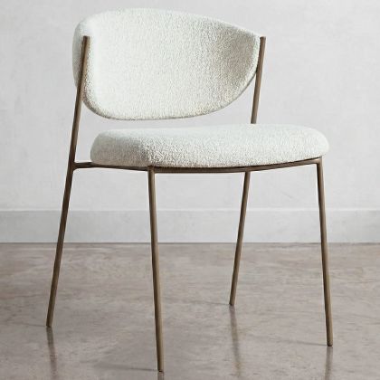 Buy Dining chair - Upholstered in Bouclé Fabric - Vara White 61150 in the United Kingdom