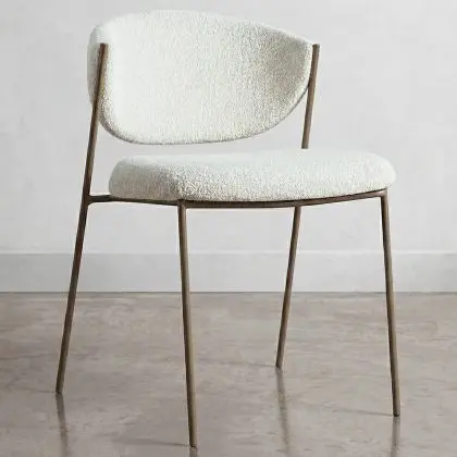 Buy Dining chair - Upholstered in Bouclé Fabric - Vara White 61150 in the United Kingdom