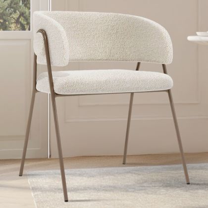 Buy Dining chair - Upholstered in Bouclé Fabric - Manar White 61152 - in the UK 