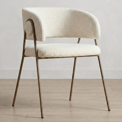 Buy Dining chair - Upholstered in Bouclé Fabric - Manar White 61152 with a guarantee 