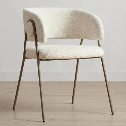 Buy Dining chair - Upholstered in Bouclé Fabric - Manar White 61152 - in the UK 