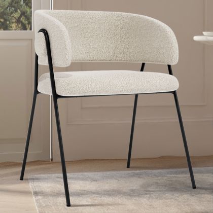 Buy Dining chair - Upholstered in Bouclé Fabric - Manar White 61153 in the United Kingdom 