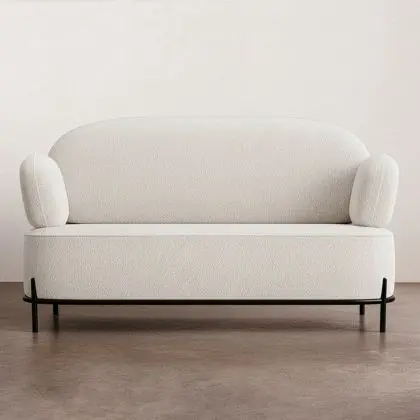 Buy 2/3-Seater Sofa - Upholstered in Bouclé Fabric - Munum White 61155 with a guarantee 