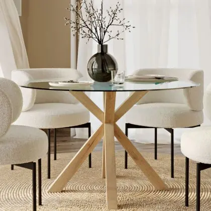 Buy Round Dining Table - 120CM - Glass - Ebra Natural 61163 in the United Kingdom 