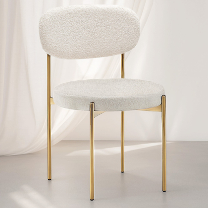Buy Dining Chair - Upholstered in Bouclé Fabric - Ara White 61165 - prices 