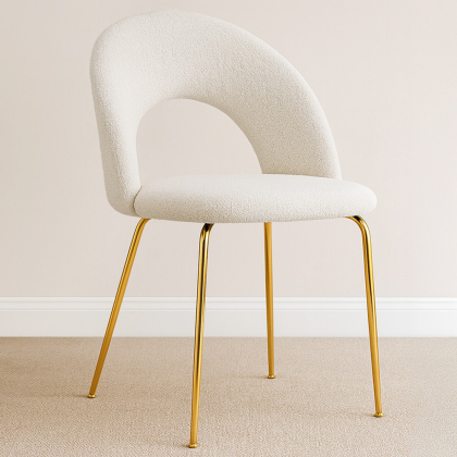 Buy Dining Chair - Upholstered in Bouclé Fabric - Maeve White 61167 in the United Kingdom 
