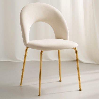 Buy Dining Chair - Upholstered in Velvet - Maeve Cream 61168 home delivery 