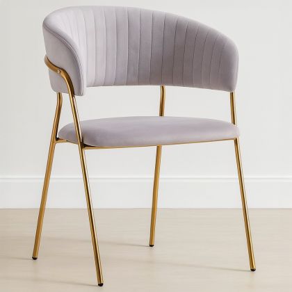 Buy Dining chair - Upholstered in Velvet - Lona Reddish orange 61147 in the United Kingdom