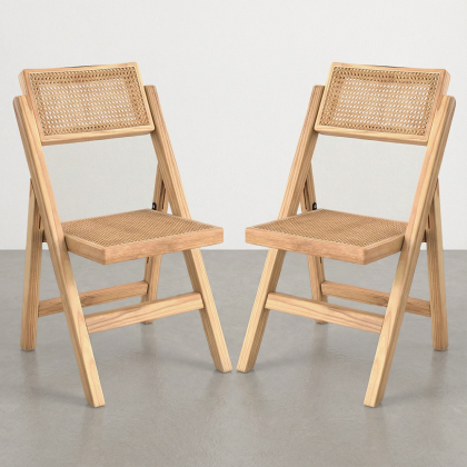 Buy 2 pack of Dining chair in Canage rattan and wood -  Bama Natural wood 61229 with a guarantee 