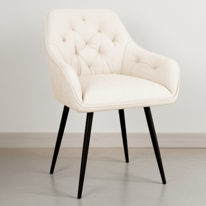 Buy Dining Chair with Armrests - Upholstered in Premium Bouclé - Carrol White 61267 at MyFaktory 