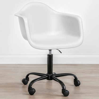 Buy Office Chair with Armrests - Desk Chair with Wheels - Emery Black Frame White 61269 - in the UK 