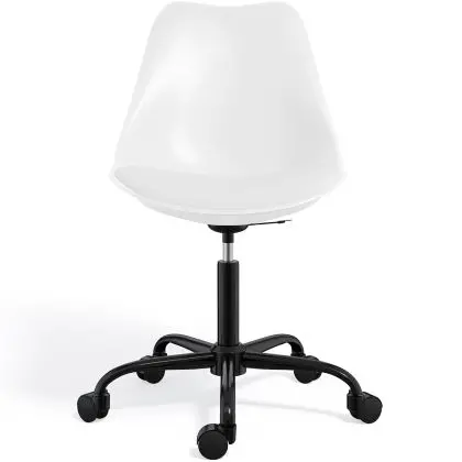 Buy Swivel Office Chair Tulip with Wheels - Black Frame White 61270 in the United Kingdom 