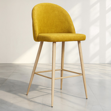 Buy Fabric Upholstered Stool - Scandinavian Design - 66cm - Bennett Yellow 61276 - in the UK 