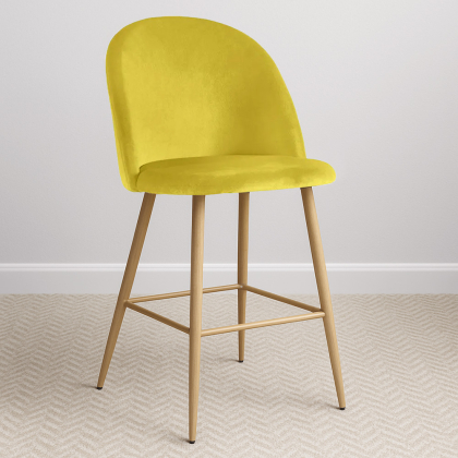Buy Velvet Upholstered Stool - Scandinavian Design - 66cm - Bennett Yellow 61288 - in the UK 