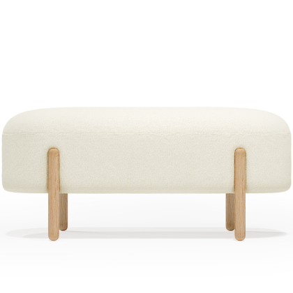 Buy Upholstered Bouclé Bench - Round White 61250 in the United Kingdom