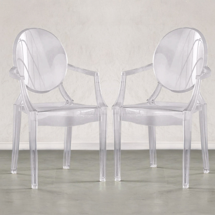 Buy Pack of 2 Transparent Dining Chair - Armrest Design - Louis King Transparent 58735 in the United Kingdom 